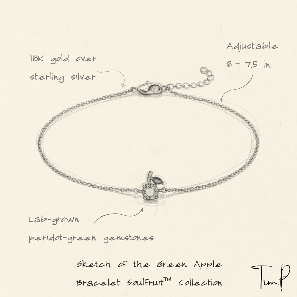 Illustration of a bracelet with specifications on a beige background