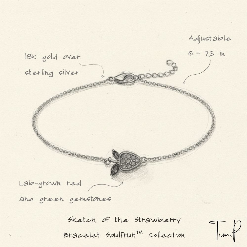 Illustration of a bracelet with text detailing its features on a beige background Image
