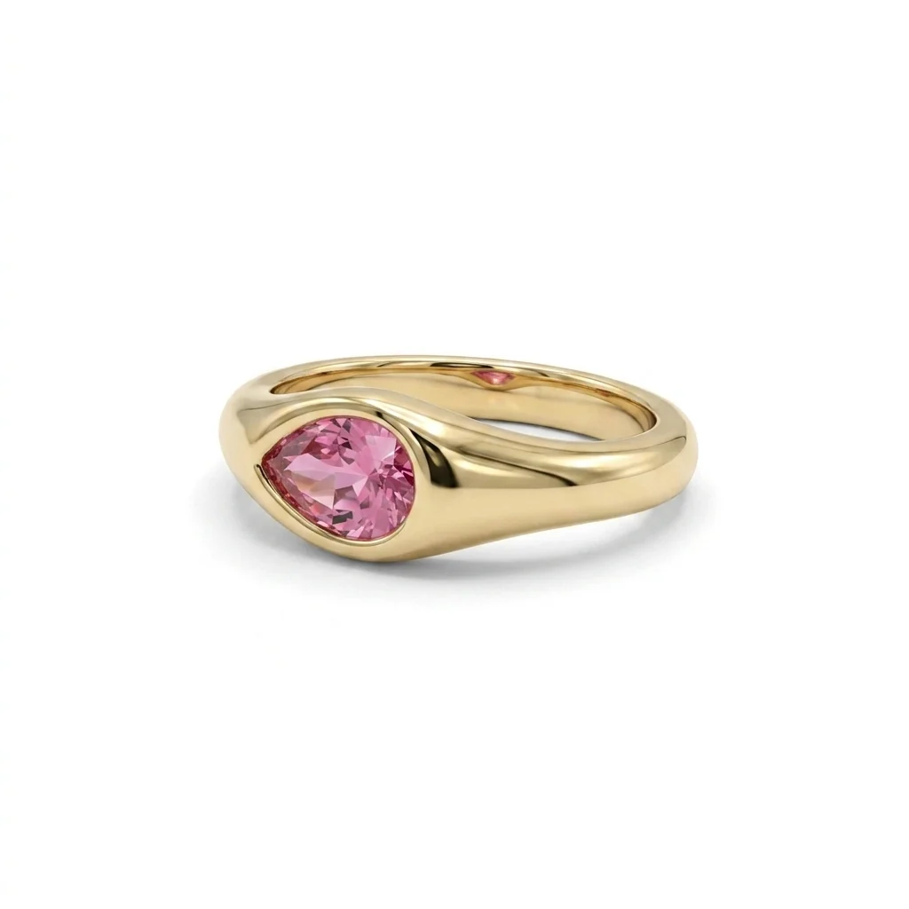 Pink Pear Signet Ring